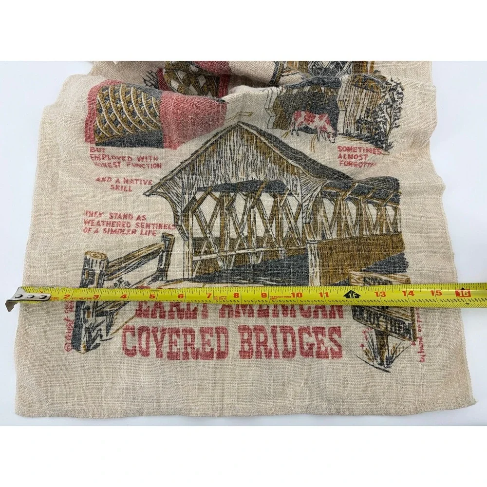 Vintage Covered Bridges Kitchen Tea Towel Linen,